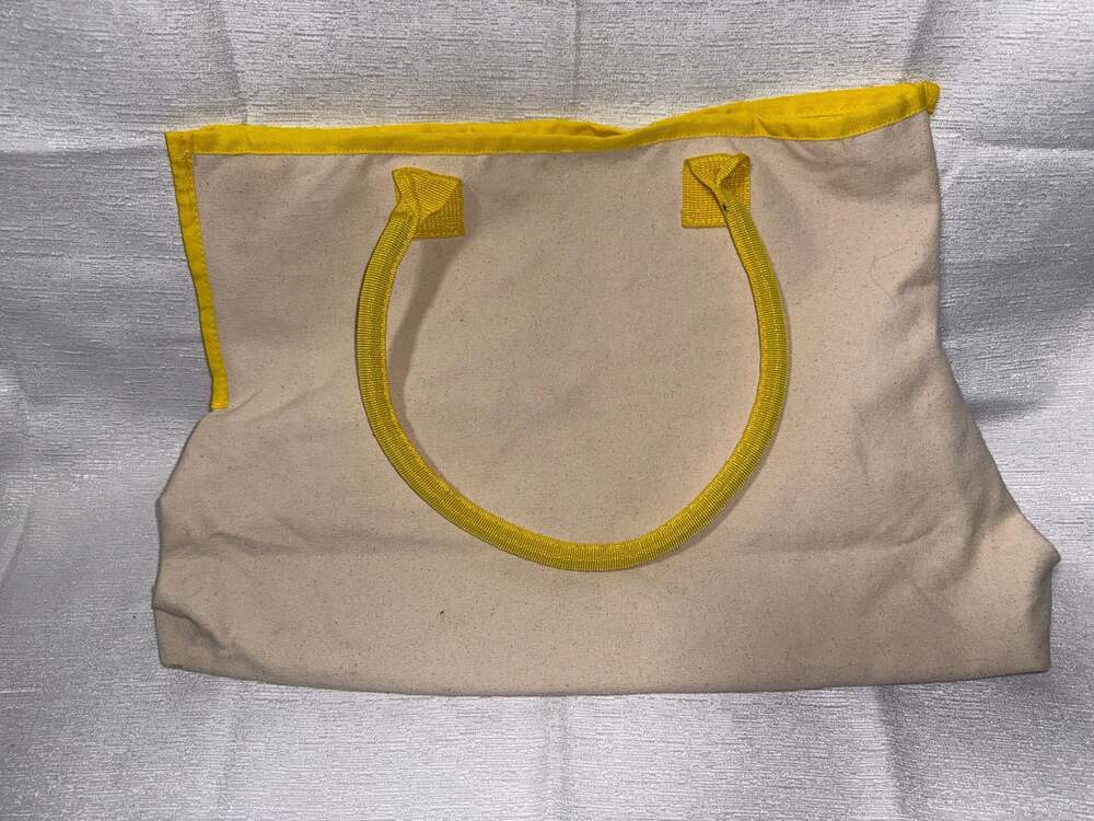 Ulta Beauty Hello Sunshine Canvas Beach Tote Bag with Yellow Trim - Picture 2 of 3
